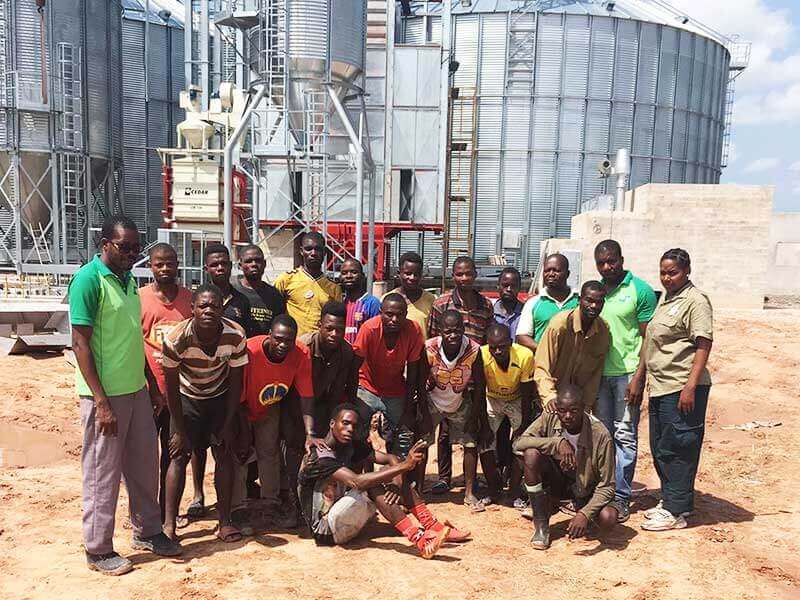 A corn storage plant in Angola in its final assembly phase