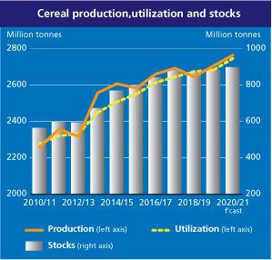 توقع بقاء إمدادات الحبوب مرتفعة في الموسم 2020/2021 رغم خفض توقعات الإنتاج العالمي خلال الشهر الحالي