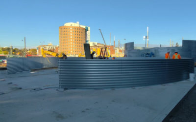 Assembly of Metal Sludge Storage Tanks in Canada